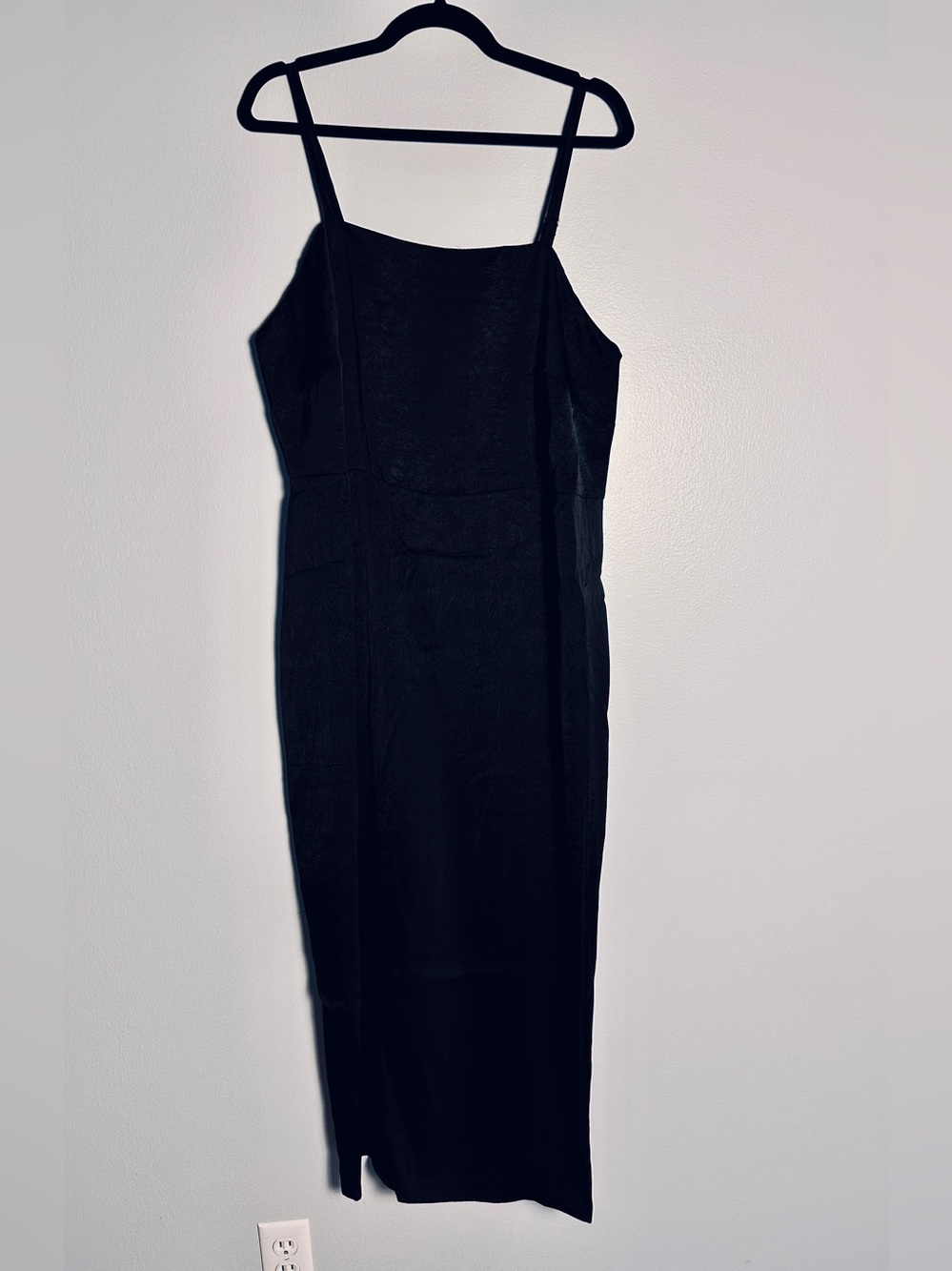 A New Day Black Column Slip Midi Slip Feminine Dress XXL Side Slit NWT - Picture 3 of 10